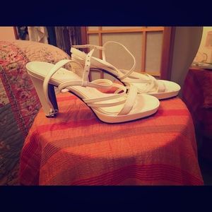 Cute white strappy heels